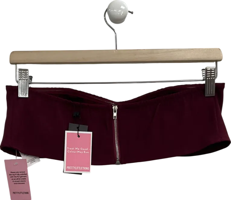 PrettyLittleThing  Burgundy Woven Tailored Woven Bandeau UK 10