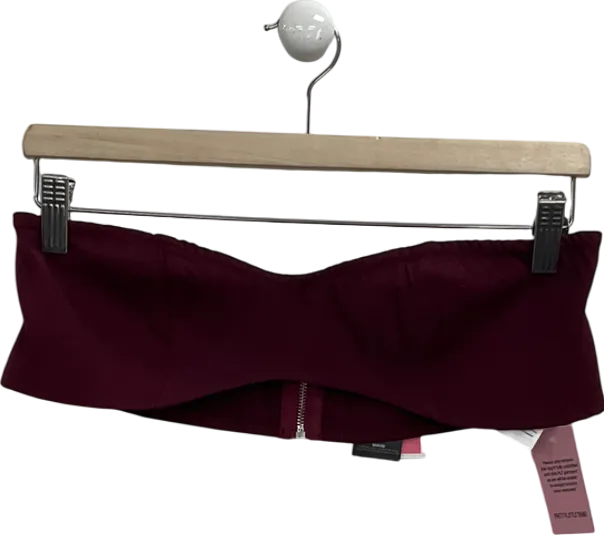PrettyLittleThing  Burgundy Woven Tailored Woven Bandeau UK 10