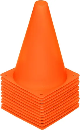 REEHUT 7.5 Inch Plastic Sport Training Traffic Cone (Set of 12, Orange)