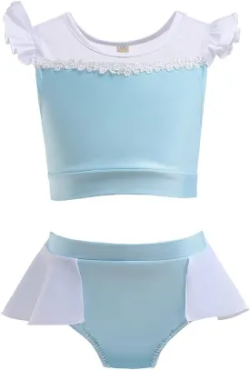 REXREII Girls Princess Swimsuits Two-Piece Tankini Set Beach Surf Birthday Swimming Party Bathing Suits Fancy Swimwear