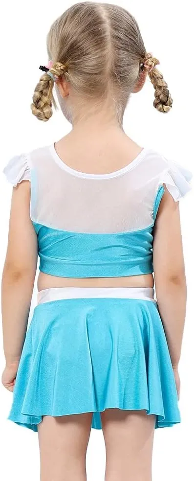 REXREII Girls Princess Swimsuits Two-Piece Tankini Set Beach Surf Birthday Swimming Party Bathing Suits Fancy Swimwear