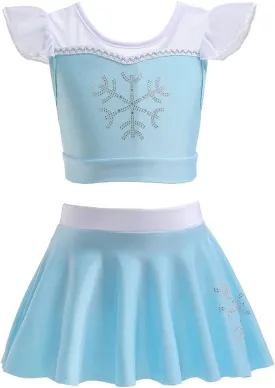 REXREII Girls Princess Swimsuits Two-Piece Tankini Set Beach Surf Birthday Swimming Party Bathing Suits Fancy Swimwear
