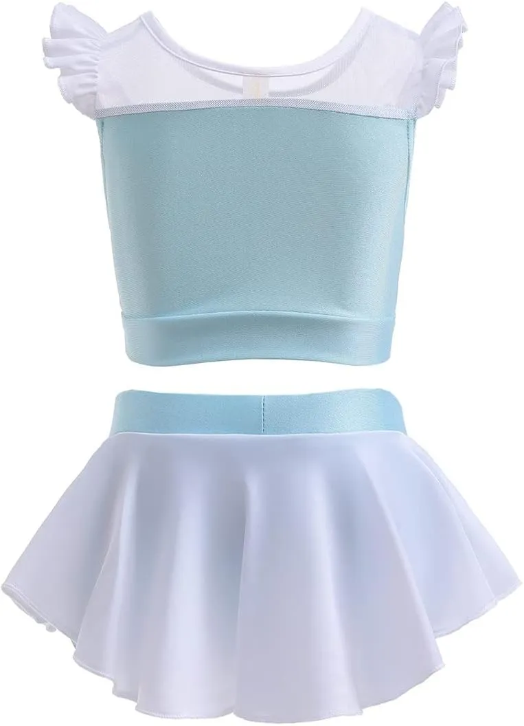 REXREII Girls Princess Swimsuits Two-Piece Tankini Set Beach Surf Birthday Swimming Party Bathing Suits Fancy Swimwear