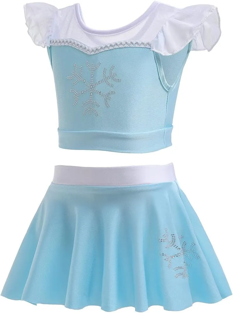 REXREII Girls Princess Swimsuits Two-Piece Tankini Set Beach Surf Birthday Swimming Party Bathing Suits Fancy Swimwear