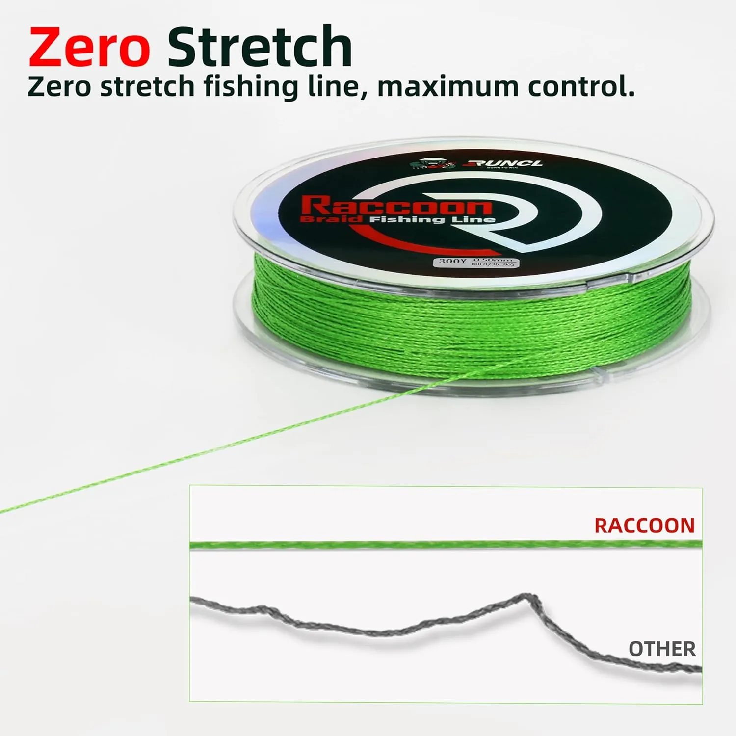 RUNCL Upgraded Braided Fishing Line, Colorfast Fishing Line Braid for Bass, Trout, Crappie, Ultra Strong Braid for Saltwater Freshwater, Abrasion Resistant, Zero Stretch, 6-80lb, 150/300/500/1000Yds