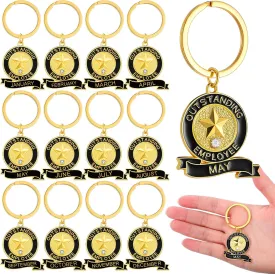 Sureio 12 Pcs Employee of the Month CNA Week Keychains 1-12 Month Employee Appreciation Keychains Thank You Coworker Gifts for Coworker Teams Staff Gifts