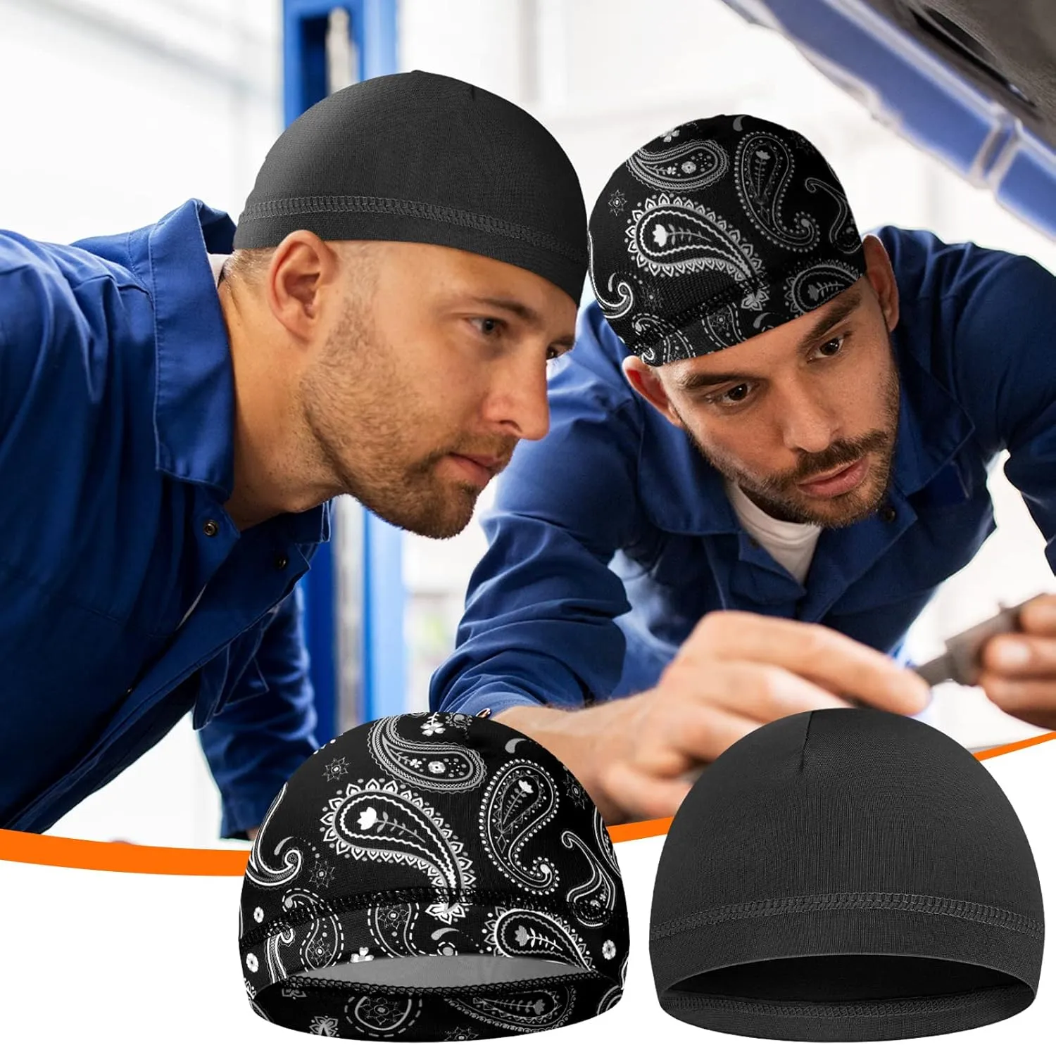 Tarpop 10 Pcs Men Skull Caps Cooling Welding Hard Helmet Liner Cycling Skull Caps Wicking Beanie Do Rag Head Wrap for Men