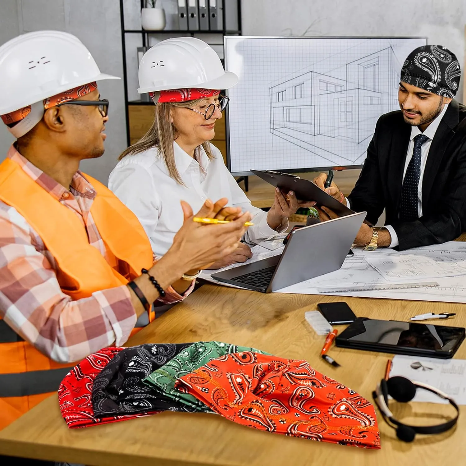 Tarpop 10 Pcs Men Skull Caps Cooling Welding Hard Helmet Liner Cycling Skull Caps Wicking Beanie Do Rag Head Wrap for Men