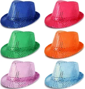Tarpop 6 Pcs Western Sequin Hat Bling Dance Hats with Shining Sequin for Man and Women