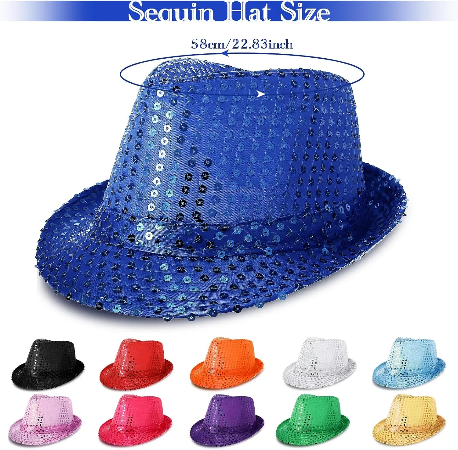 Tarpop 6 Pcs Western Sequin Hat Bling Dance Hats with Shining Sequin for Man and Women