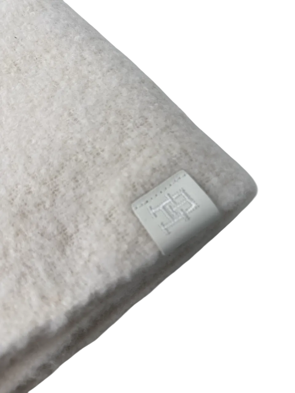 Tommy Hilfiger Cream Fluffy Wool Blend Logo  Scarf One Size