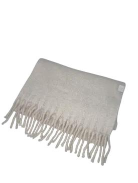 Tommy Hilfiger Cream Fluffy Wool Blend Logo  Scarf One Size