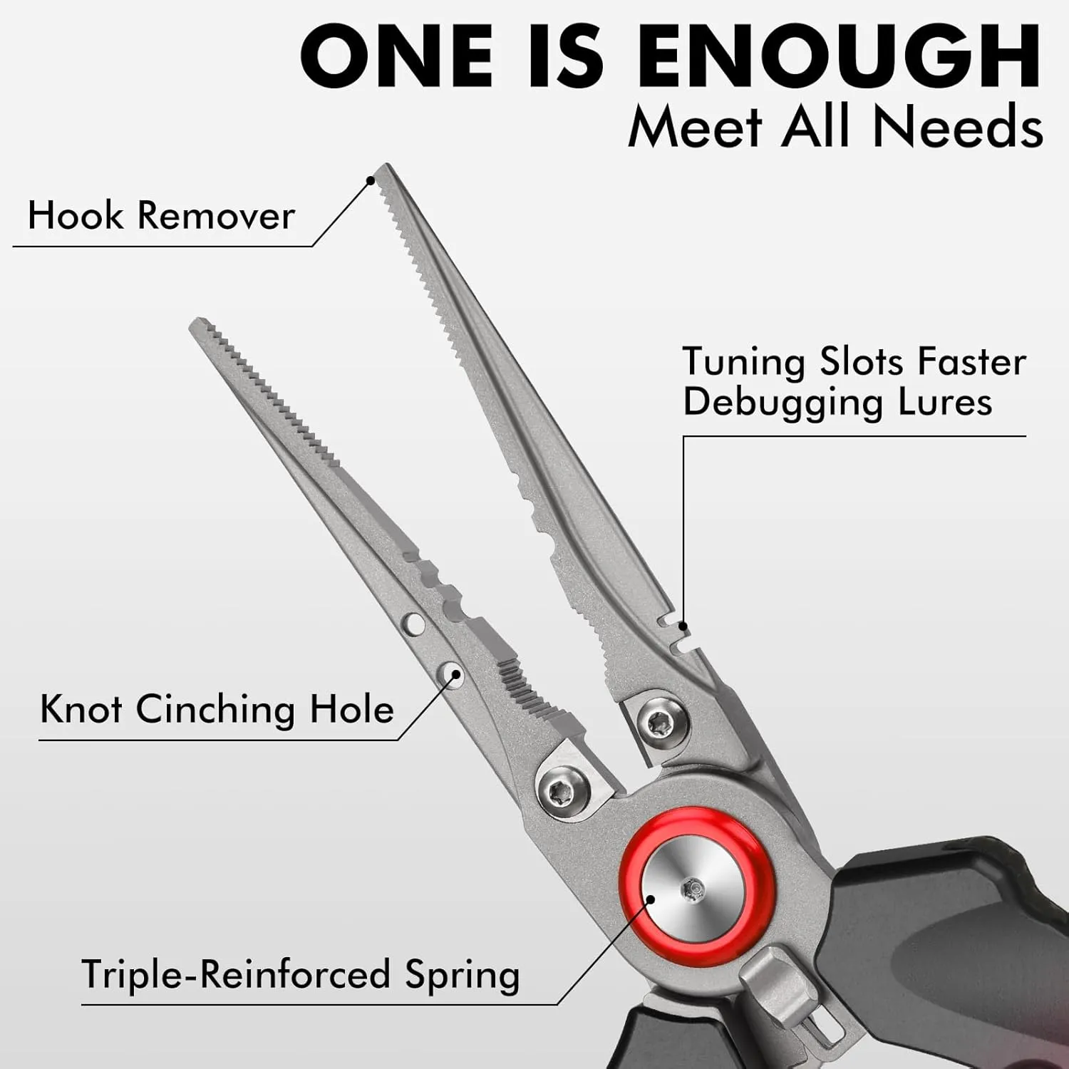 TRUSCEND Lockable Handy Fishing Pliers with Innovative Ergonomic Handle, Saltwater Corrosion Resistant Teflon Coated Fishing Tool, Multi-Function Fishing Gear with Mo-V Cutter, Amazing Fishing Gift