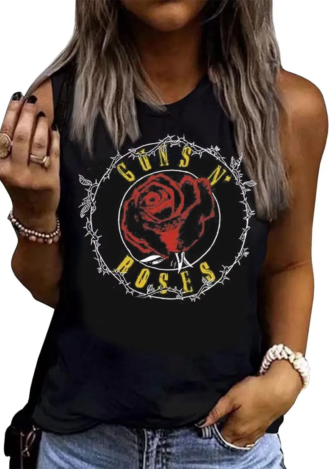 VKEGNIO Vintage Flower Tank Top Women Summer Graphic Sleeveless Tops Tank Bohemian Cute Print Casual Summer Shirts