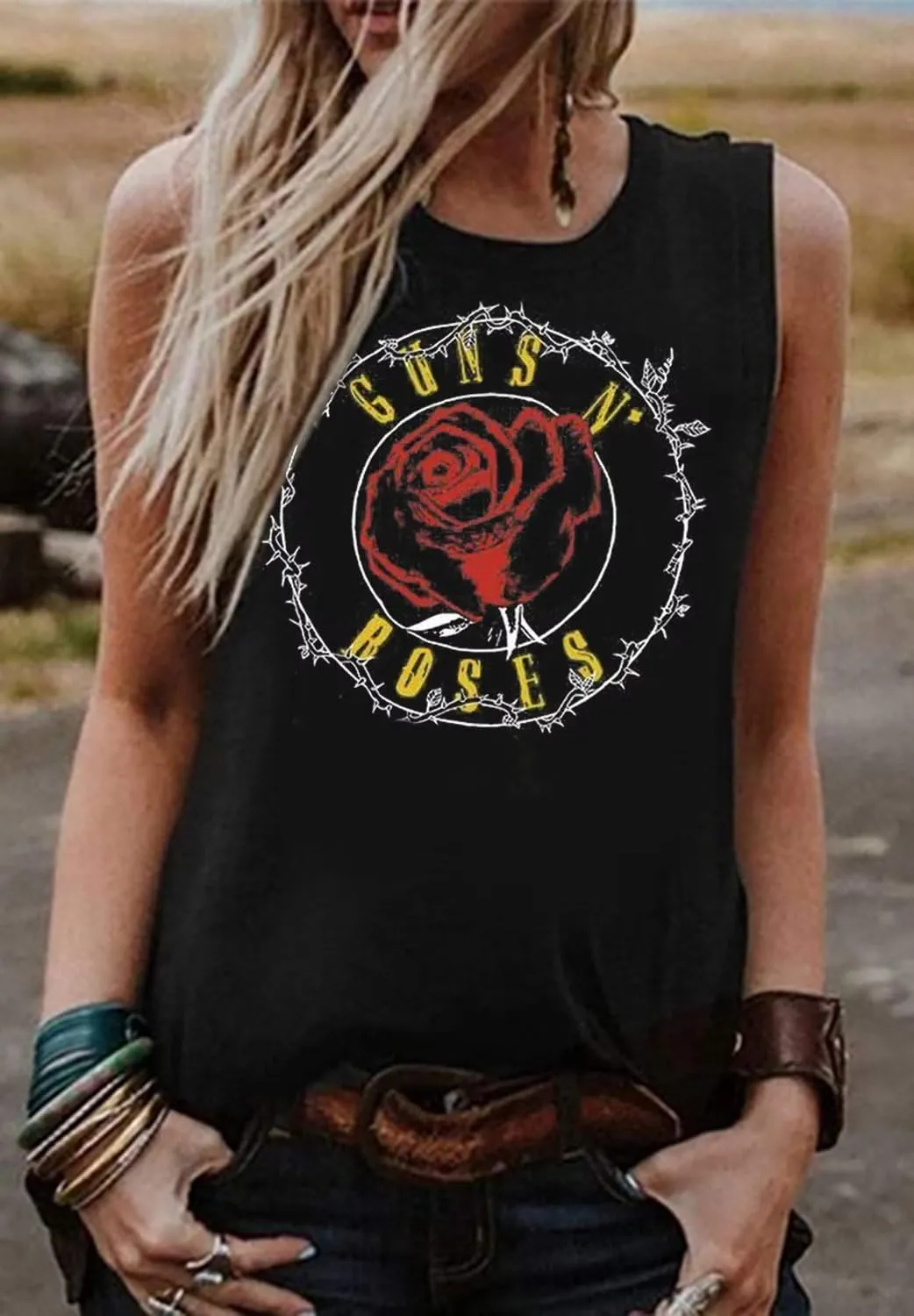 VKEGNIO Vintage Flower Tank Top Women Summer Graphic Sleeveless Tops Tank Bohemian Cute Print Casual Summer Shirts