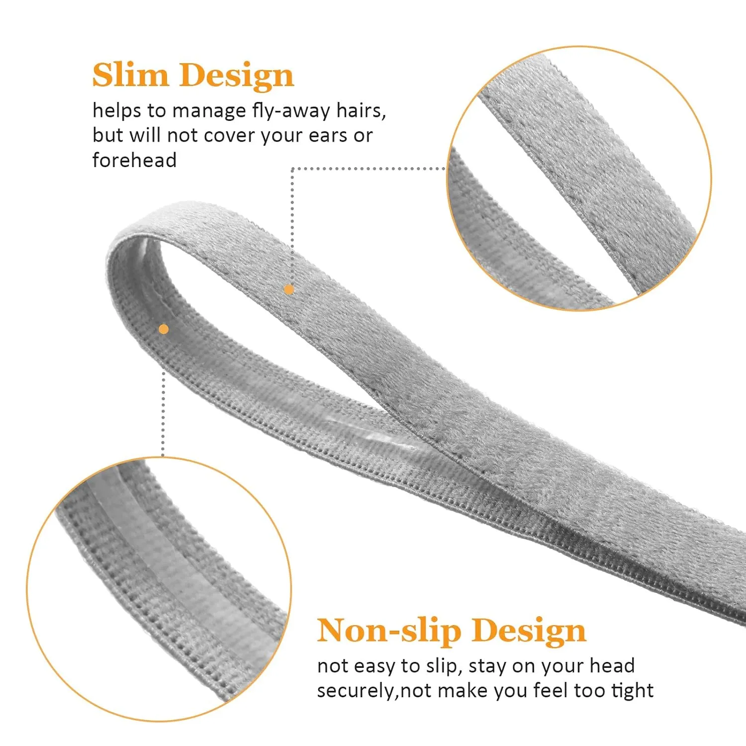 WILLBOND 12 Pieces Thin Non-Slip Elastic Sport Headbands, Hair Bands with Non Slip Silicone Grip Exercise Hair Sweatbands for Men Women Football Basketball Soccer Tennis Yoga (Black, White, Grey)