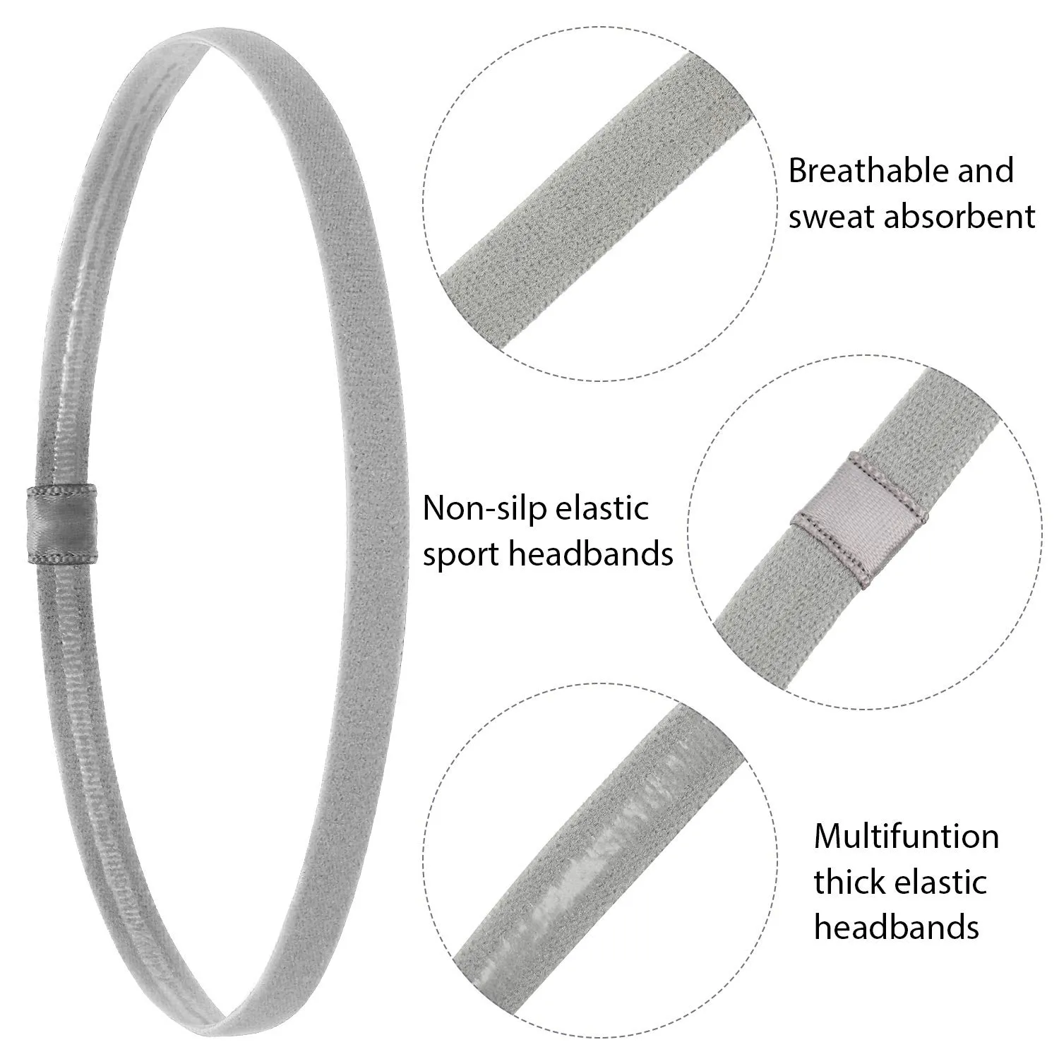 WILLBOND 12 Pieces Thin Non-Slip Elastic Sport Headbands, Hair Bands with Non Slip Silicone Grip Exercise Hair Sweatbands for Men Women Football Basketball Soccer Tennis Yoga (Multi-Colors)