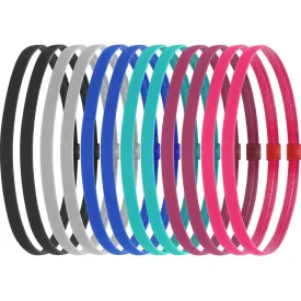 WILLBOND 12 Pieces Thin Non-Slip Elastic Sport Headbands, Hair Bands with Non Slip Silicone Grip Exercise Hair Sweatbands for Men Women Football Basketball Soccer Tennis Yoga (Multi-Colors)